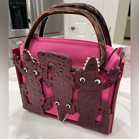 MICHAEL SIMON Alligator THEME Leather Handbag - Picture 3 of 8